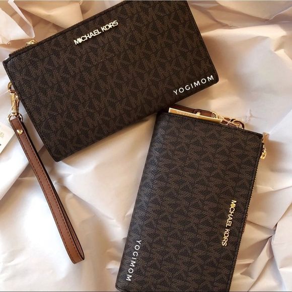 MICHAEL Michael Kors Handbags - MICHAEL KORS PVC Double Zip WRISTLET WALLET PURSE